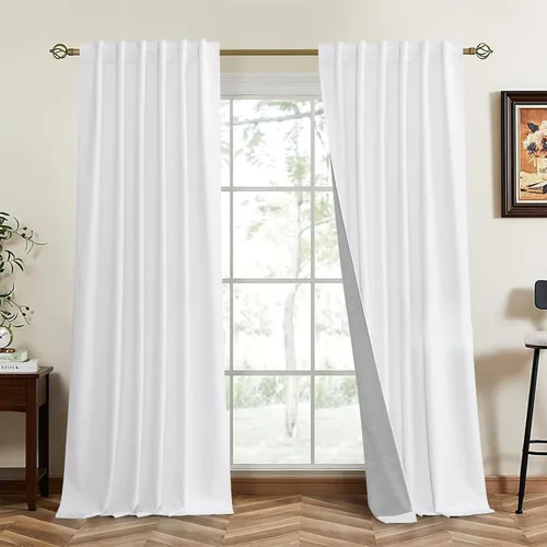 Miniatura 85 de RYB HOME - Cortinas de terciopelo beige, cortinas decorativas resistentes con pestaña trasera, cubierta de privacidad para oscurecer habitación