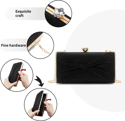Miniatura 4 de YAPAIOU Bolso de mano de noche brillante para mujer, bolso de mano con purpurina de diamantes de imitación, bolso de boda, bolso de cóctel y fiesta