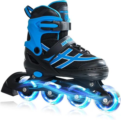 METROLLER Patines en línea para niñas y niños Edades 5-8 8-12 Patines en línea ajustables con ruedas iluminadas Patines en línea para jóvenes y Azul