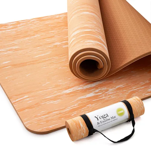 Miniatura 15 de UMINEUX - Esterilla de yoga extra gruesa, 2/5 pulgada (10 mm), de goma natural y TPE, antideslizante, con correa para mujeres y hombres, esterilla