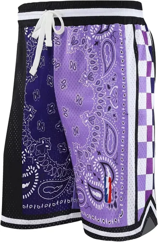 Miniatura 3 de BOOMLEMON Pantalones cortos de baloncesto para hombre, pantalones cortos de entrenamiento atléticos de cachemira, pantalones cortos de malla
