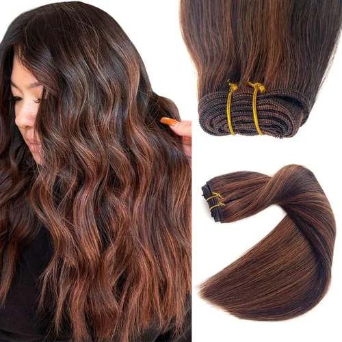 Miniatura 21 de Extensiones de cabello con clip sin costuras de cabello humano real, extensiones de cabello natural negro real con clip 7 piezas 100 g 36 cm