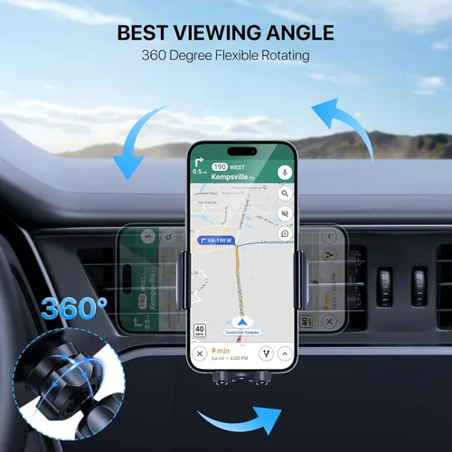 Miniatura 4 de Miracase Soportes de teléfono con abrazadera más ancha mejorada para tu automóvil, soporte de metal con gancho de ventilación de aire para automóvil