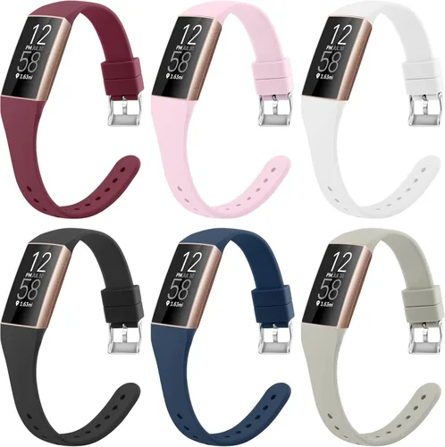 Miniatura 8 de Paquete de 6 pulseras delgadas de silicona suave compatibles con Fitbit Charge 4, correas de repuesto deportivas para Fitbit Charge 4/Fitbit Charge