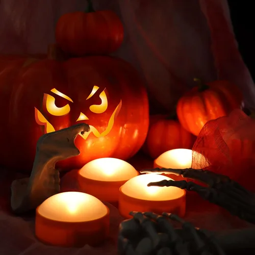 Miniatura 5 de Luces LED de calabaza con control remoto y temporizador, velas parpadeantes brillantes sin llama que funcionan con pilas, para decoración