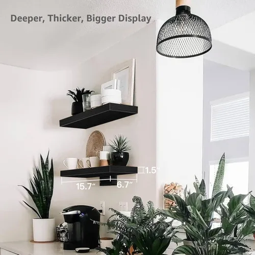 Miniatura 3 de QEEIG Estantes flotantes de baño para pared, estante de pared de 15.7 pulgadas sobre el inodoro, decoración del hogar, estantería pequeña de 15.7 x