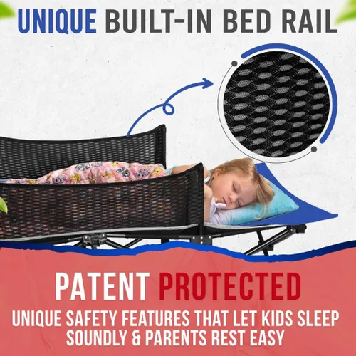 Miniatura 2 de Cama de Cuna para Niños Pequeños: Cuna Plegable Portátil para Viajes, Camping y para Niños, Ideal para Exteriores y Huéspedes Jóvenes en Casa. Cama