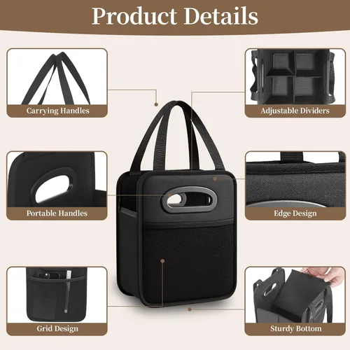Miniatura 5 de Foyego Porta bebidas de 4 tazas con asa, portavasos reutilizables para bebidas, portátil, plegable, aislante, para taza de café, para entrega