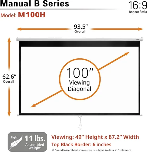Miniatura 7 de Pantalla retráctil para proyector, de la marca Elite Screens, 120 pulgadas, diagonal 4:3 Blanco