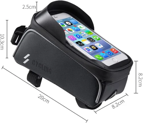 Miniatura 5 de Bolsa de marco de bicicleta, soporte para teléfono de bicicleta, bolsa impermeable para manillar de bicicleta, bolsa de tubo frontal superior