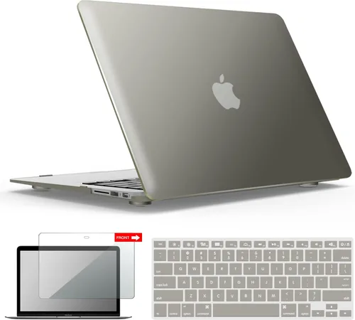 Miniatura 24 de iBenzer Carcasa rígida de plástico con superficie suave 3 en 1 y cubierta para teclado y protector de visualización para MacBook Air, Negro