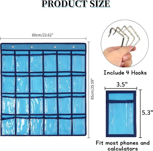 Miniatura 2 de Organizador para colgar sobre la puerta, para el aula, para colgar en la pared, puerta, armario, bolsa de almacenamiento de tela duradera, 12 Beige