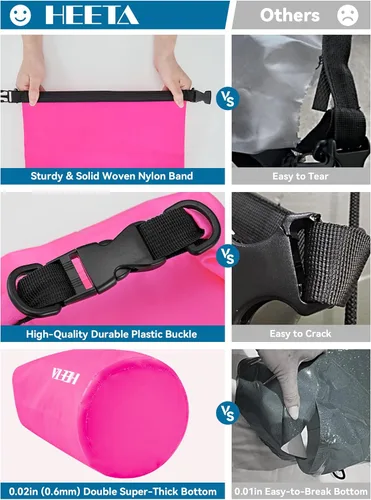 Miniatura 6 de HEETA - Bolsa seca impermeable para mujeres y hombres (versión actualizada) 5 L/10 L/20 L/30 L/40 L, bolsa de almacenamiento seca ligera con parte