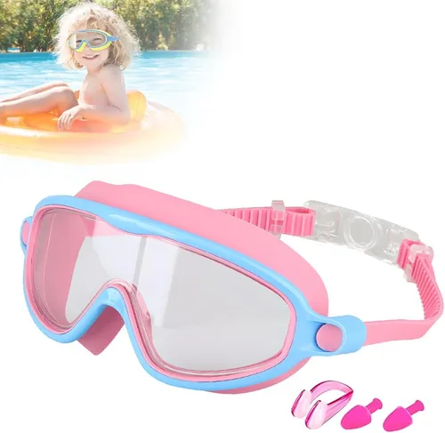 Miniatura 12 de Gafas de natación de marco grande impermeables y antivaho para niños, antiempañamiento de visión amplia, máscara de natación transparente para niños