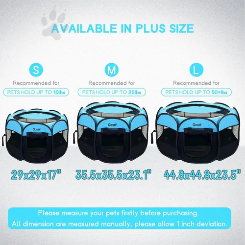 Miniatura 5 de Goozii Corralito portátil plegable, perros, interior y exterior, funda con cremallera, cubierta superior, puerta, para piso, gatos grandes, conejos