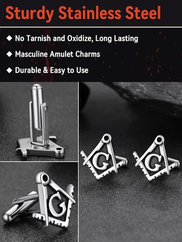 Miniatura 5 de FaithHeart Gemelos para hombre, gemelos de esmoquin vikingo nórdico, gemelos de acero inoxidable y tachuelas para camisa, caja de regalo