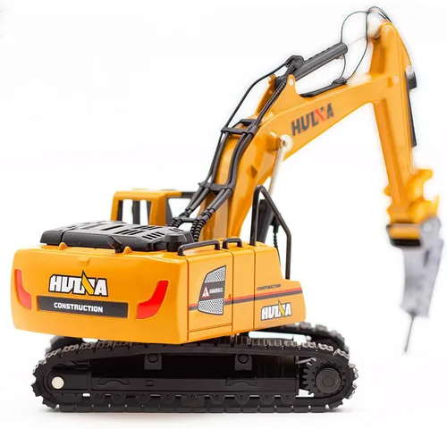 Miniatura 7 de Excavadora de taladro grande, juguetes de vehículos de construcción, camión de martillo hidráulico de aleación resistente, escala 1:60, excavadora