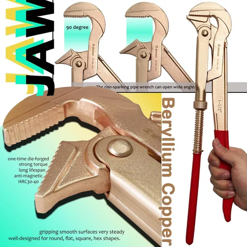 Miniatura 3 de WEDO Llave de tubo de patrón sueco sin chispas, 90 grados en ángulo, llave de seguridad sin chispas, cobre berilio, no magnético, estándar DIN