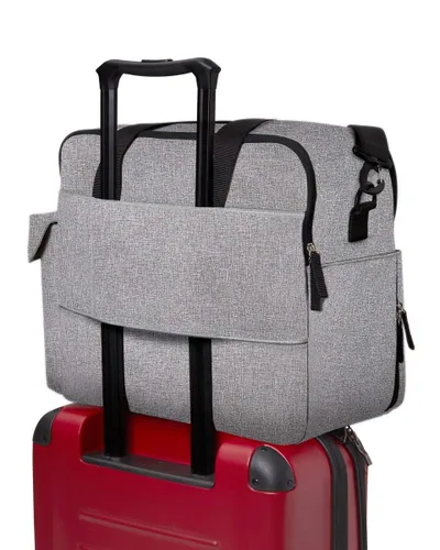 Miniatura 7 de Skip Hop Bolsa de pañales: icónico Duo Weekender, capacidad extra grande con cambiador y accesorio para cochecito, mezcla gris