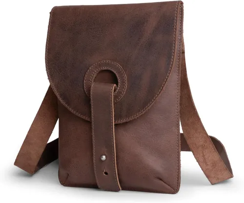 La Antigua, Bolso cruzado vintage con correa ajustable para el hombro, bolso rústico, bolsa de viaje, monedero, cuero de grano completo, hecho a