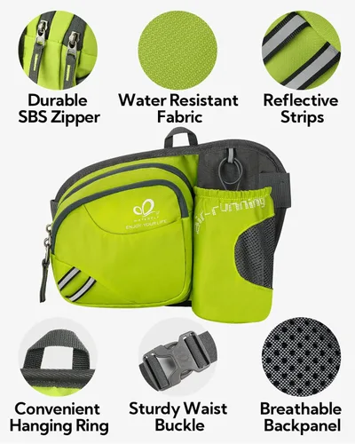 Miniatura 5 de Waterfly - Cangurera de senderismo con soporte para botella de agua para hombres y mujeres, para correr y pasear al perro, para iPhone 8 Plus, Verde