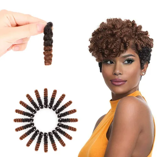 Miniatura 11 de MIMAN - 3 paquetes de trenzas de cabello rizado corto a crochet de 10 pulgadas, extensiones de trenzado sintético de 6 mm para peinado de mohawk