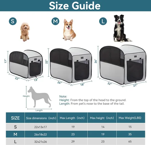 Miniatura 3 de Petsfit Jaula plegable para perros, jaula de viaje para gatos y cachorros, jaula pequeña emergente para mascotas para interiores y exteriores, Gris