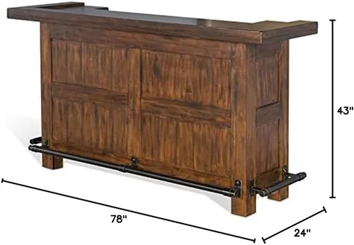 Miniatura 11 de Pemberly Row Unidad de Bar Independiente de Madera Estilo Granja de 78", Estante para Copas de Vino, Gabinetes de Almacenamiento, para Cocina