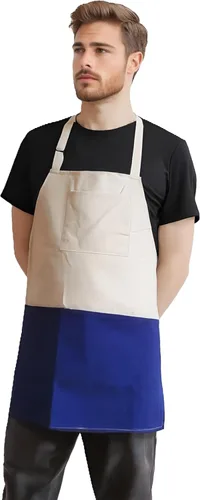 Delantal de chef unisex de dos tonos profesional con 2 bolsillos para cocinar, asar y hornear, regalo