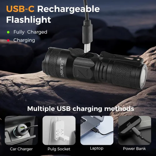 Miniatura 6 de UNROEVS Mini linterna recargable con imán, linternas de bolsillo de alto lúmenes con clip, luz LED compacta de 1200 lúmenes, pequeña luz y largo