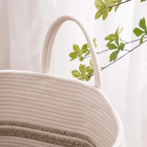 Miniatura 4 de Cesta de lavandería de cuerda de algodón YOUDENOVA, 105 l - Cesta de lavandería tejida plegable - Cesta de almacenamiento de ropa para cobijas