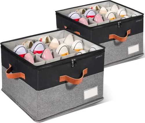 Miniatura 4 de Organizador de zapatos para armario, contenedores de almacenamiento ajustables para zapatos, grandes contenedores plegables de almacenamiento