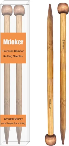 Miniatura 8 de Mdoker Aguja de tejer de bambú recta, de un solo punto, agujas de tejer para suéter de 10 pulgadas de longitud para proyectos de tejer hechos a
