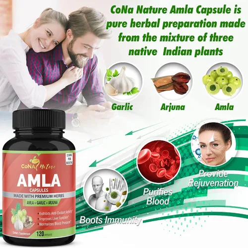 Miniatura 5 de Cápsulas orgánicas Amla de 2250 mg y Arjuna, Ajo Suplementos naturales de vitamina C, altos antioxidantes, rejuvenecedor Apoya la inmunidad