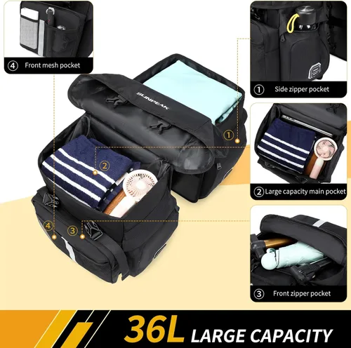 Miniatura 4 de Bolsa de Accesorios para Bicicleta Sunpeak Alforjas para Portaequipaje Trasero de Bicicleta 45L Bolsa de Sillín Impermeable para Bicicleta