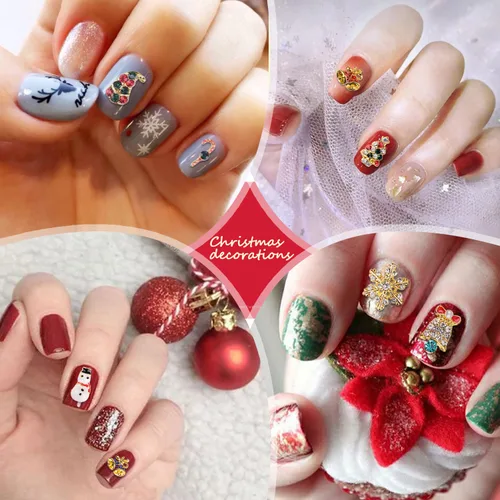 Miniatura 4 de 24 dijes de uñas de Navidad para uñas acrílicas, diamantes de imitación de uñas 3D, dijes de arte de uñas de diamante, dijes navideños para uñas