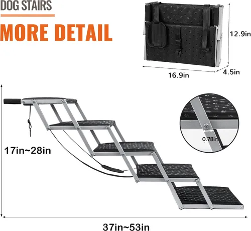 Miniatura 3 de Rampas para perros grandes – Escalones portátiles para perros para automóviles y SUV, camiones, escaleras ligeras antideslizantes para perros que
