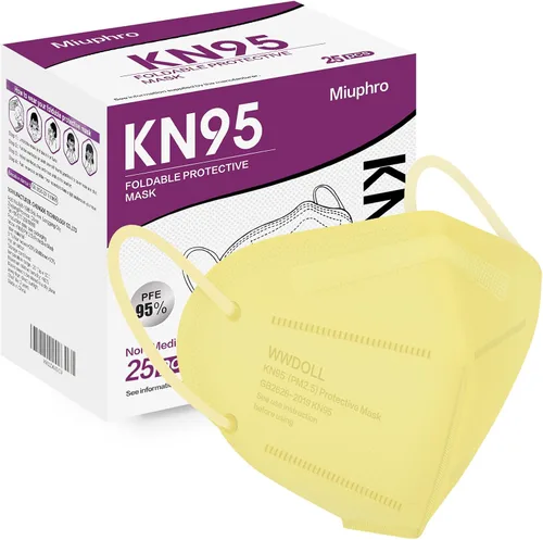 Miniatura 8 de Miuphro KN95 - Paquete de 25 mascarillas desechables de seguridad transpirables de 5 capas contra PM2.5, máscara desechable de protección Blanco