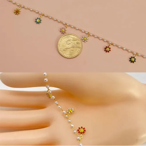 Miniatura 6 de Cadena de eslabones de girasol esmaltada hecha a mano con fornituras de latón chapado en oro para hacer joyas, máscara de vidrio, zapatos, Cc02