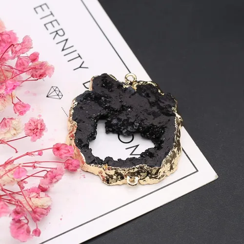 Miniatura 4 de LE SKY Conectores de piedra natural coloridos irregulares druzy geoda ágata borde dorado encanto de enlace de piedra para hacer joyas collar