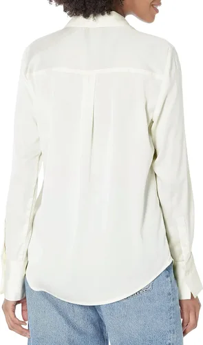Miniatura 2 de Tienda Essentials Blusa de satén con botones de ajuste regular para mujer (disponible en tallas extragrandes)