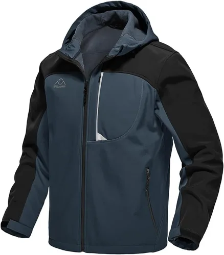 Miniatura 11 de Gopune Chaqueta Ligera de Carcasa Suave para Hombre con Forro Polar Impermeable con Capucha para Senderismo Chaqueta de Invierno