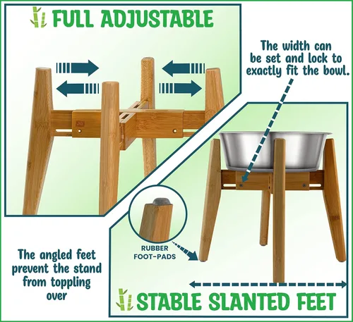 Miniatura 2 de Soporte para Cuencos de Perros (14 Pulgadas de Alto) - Ideal para Razas Grandes, Usar para Elevar y Alzar Platos de Mascotas, Fuentes de Agua
