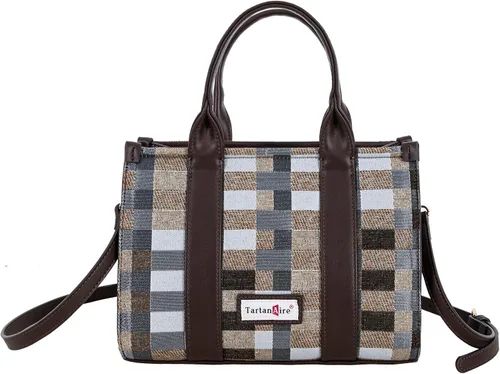 Miniatura 12 de Bolso a cuadros para mujer, bolso a cuadros con asa superior, bolsa de trabajo, bolsa de hombro cruzada para viajes de oficina