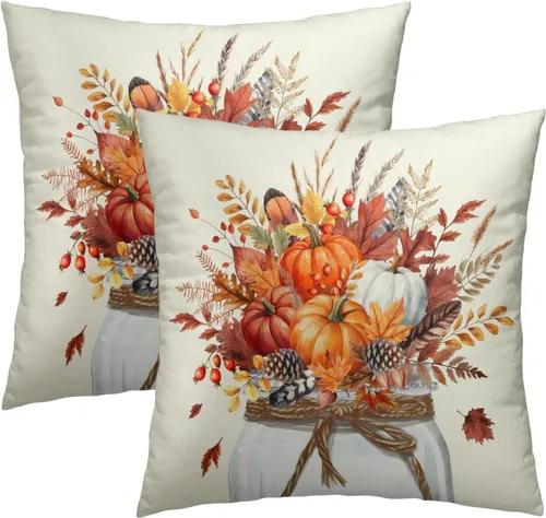 Miniatura 15 de Juego de 2 fundas de cojín decorativas con bandera americana y flores de amapola roja y azul, 16 x 16 pulgadas, fundas cuadradas para sofá, sillón