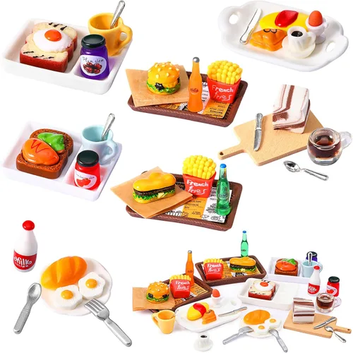 38 piezas de accesorios en miniatura para casa de muñecas, juguetes de comida en miniatura, juegos de miniaturas, alimentos pequeños para muñecas,