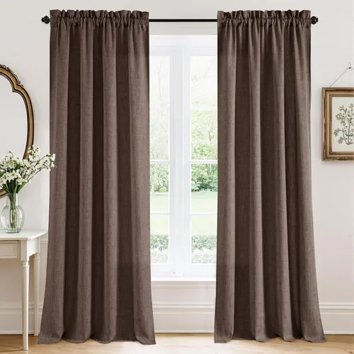 Miniatura 30 de RYB HOME Cortinas extralargas de 108 pulgadas de largo, transpirables con bolsillo para barra, cortinas traslúcidas blancas para sala de estar