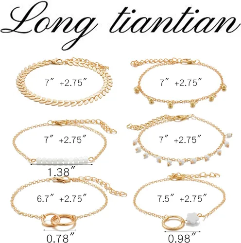 Miniatura 79 de Long tiantian Pulsera de oro gruesa para mujer, pulseras de oro delicadas, pulseras para mujer, pulseras apilables de eslabones de cadena