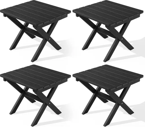 Miniatura 11 de SERWALL Mesa auxiliar Adirondack, mesa auxiliar para exteriores, sin montaje, mesa plegable pequeña de HDPE para patio trasero, piscina, porche