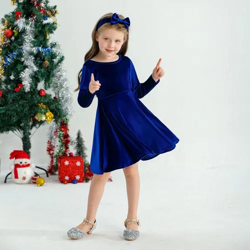 Miniatura 6 de Weixinbuy Toddler Girl Fall Winter Clothes Outfit Baby Girl Velvet Twirl Dress Long Sleeve Pocket Swing Party Dress for Girl